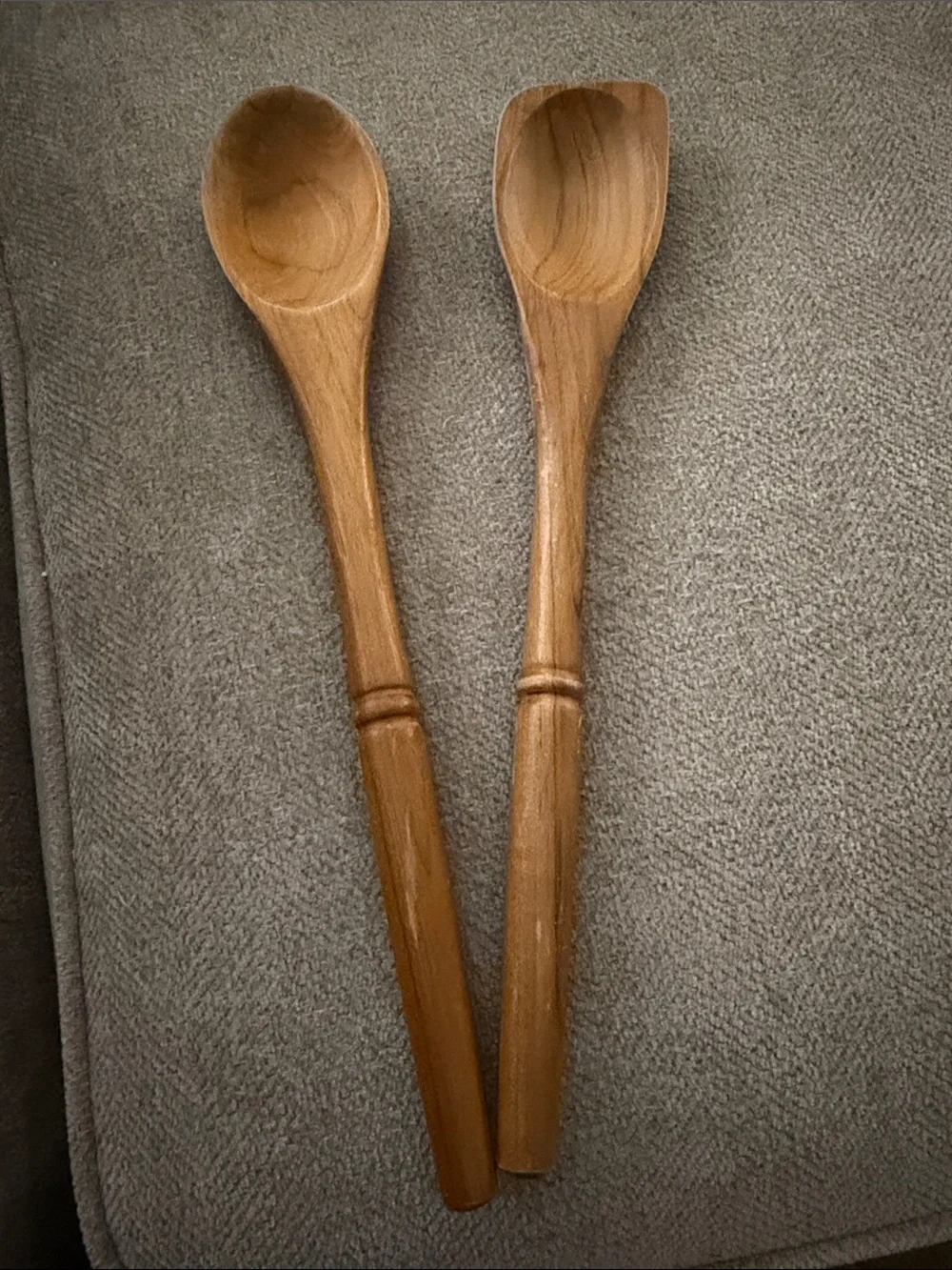 Natural Brown Wooden Serving Spoon Set - Classic Kitchen Utensils